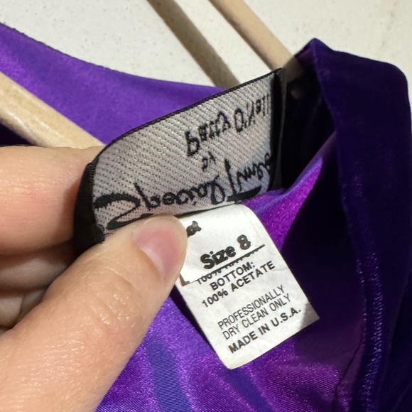 Special Times Vtg Purple Velvet Taffeta 1980s Low Back Formal Prom Dress‎ Size 8 - Picture 5 of 6